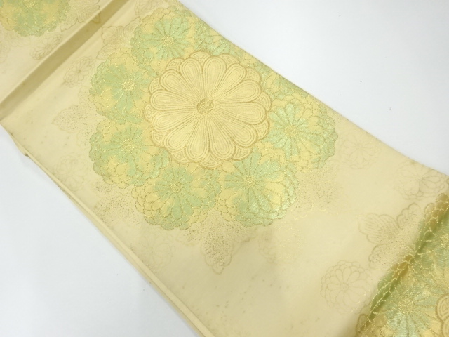 アンティーク　花模様織出し袋帯（材料）